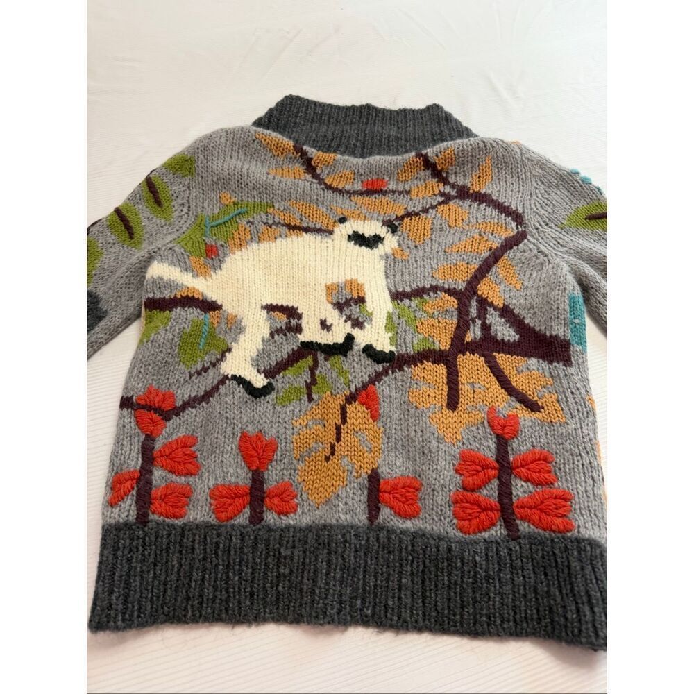 Leifsdottir Anthropologie Embroidered Monkey Jungle Sweater Cardigan Size Medium - Picture 10 of 13